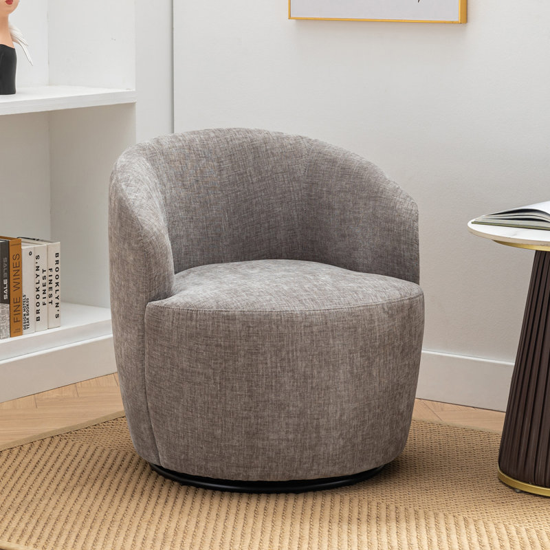 Genece Upholstered Swivel Accent Chair, Gray Chenille