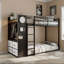 Lit superposé simple peu encombrant avec garde-robe intégrée et rangement à 4 tiroirs-752464355