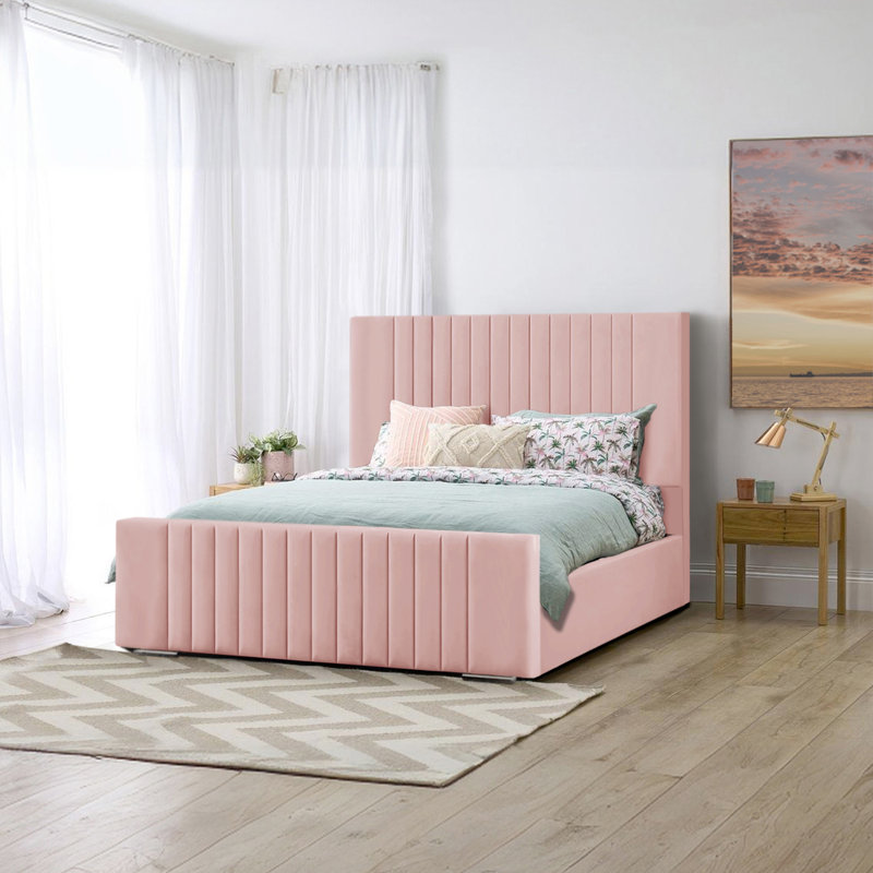 Aerys Upholstered Bed, Pink, Double (4'6)