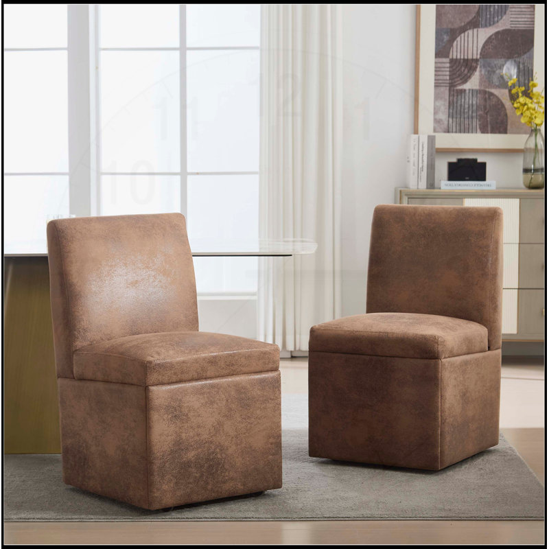 Versatile Swivel Upholstered Dining Chairs with Casters and Storage, Suitable for Multiple Rooms and Various Activities