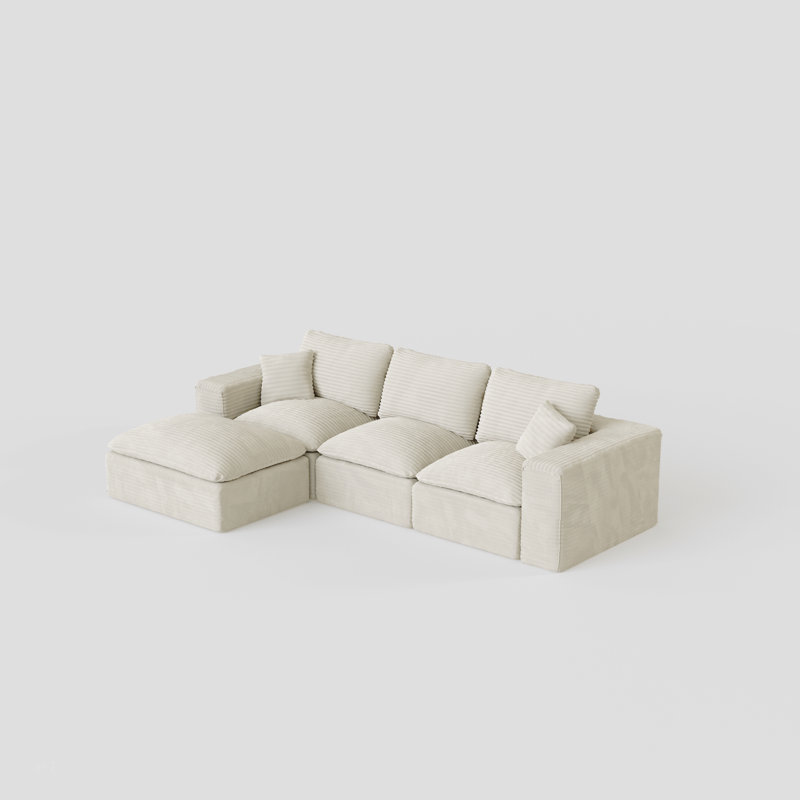 Canapé modulaire 108 po avec méridienne en forme de L, méridienne interchangeable de gauche à droite avec siège profond 108 po, canapé rembourré pour la chambre à coucher du salon, aucun assemblage requis, tissu moelleux en velours côtelé