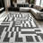 1PC Geometric Grey White Block Maze Pattern area rugs for Living Room, Soft and Comfortable, Suitable for all seasons, easy-to-maintain, machine washable Indoor floor mat, Under Table Farmhouse suitable for dining room, bedroom, home office,-120658147