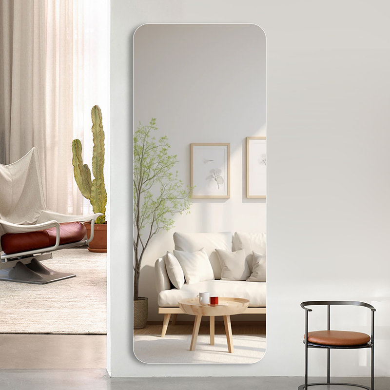 Miroir mural 60 po x 15 po sans cadre - Grand miroir corporel pleine longueur pour la salle de sport, la chambre à coucher et le salon - Miroir de remise en forme et décoratif incassable, installation facile