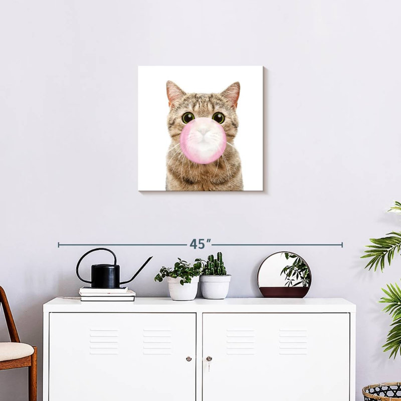 " Bubble Gum Kitty ", 20" H x 20" W x 1.25" D