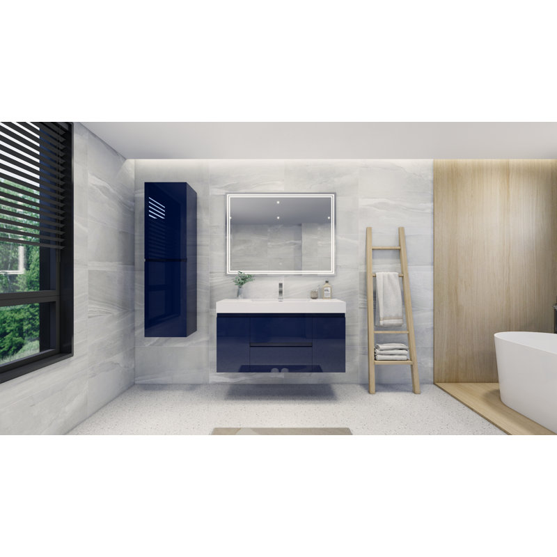 Base de meuble-lavabo simple 47 po mural seulement, Bleu nuit