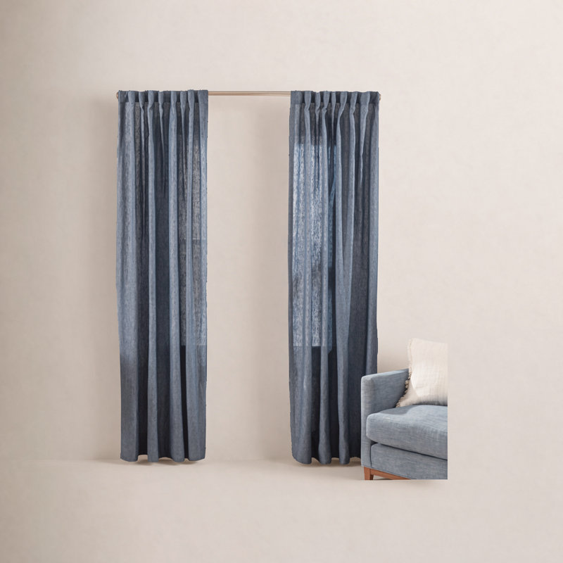 Jovi Linen Ink Curtain Panel, 55" W x 108" L