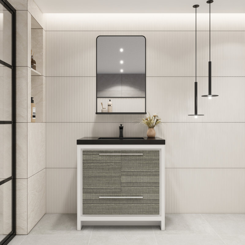 Ensemble de meuble-lavabo simple 36 po Enville, Gris cendre très lustré