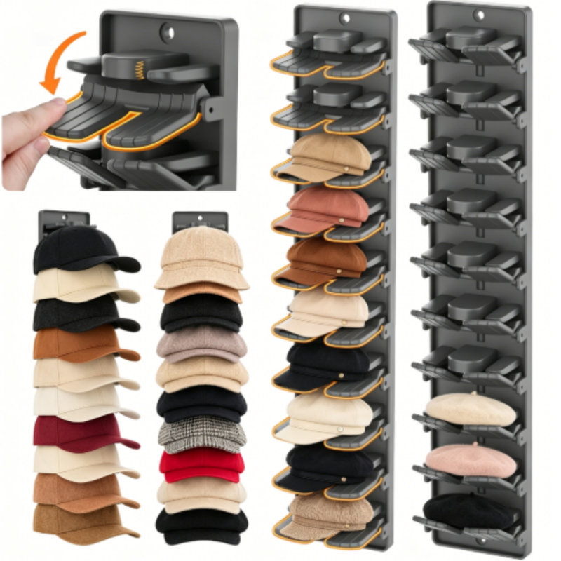 2-Pack Baseball Cap Organizer,Wall Mounted Coat Rack
