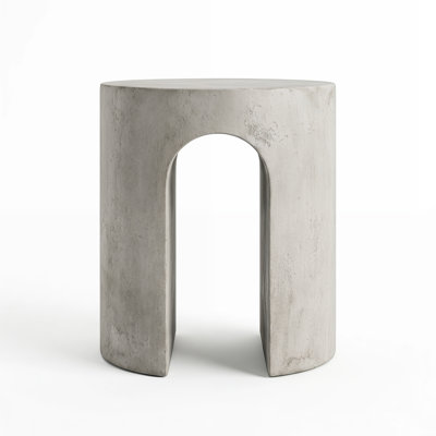 Table d'appoint ronde en U gris clair Mgo - idéale pour le patio, la pelouse et le jardin