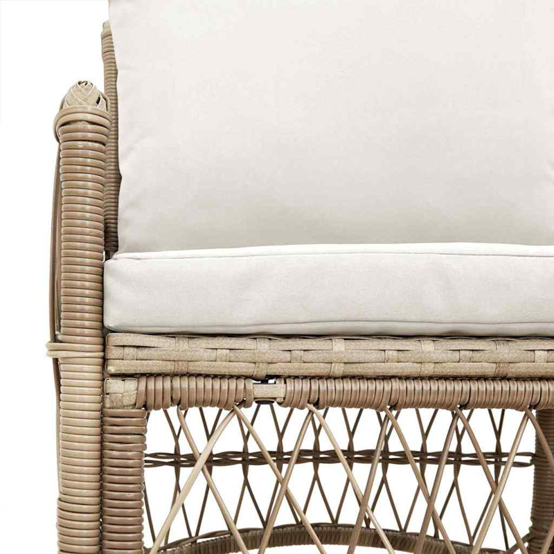 Outdoor Patio Dining Chair with Cushion, Beige, Beige