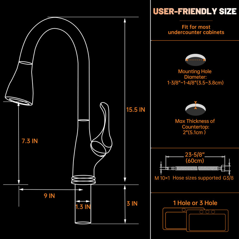 APPASO Pull Down Kitchen Faucet, Oil Rubbed Bronze
