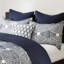 Housse de couette en coton à motif géométrique, grand, bleu marine et blanc, motif de literie grand doux et chaud, tissu lavable à la machine-125074317-125074316