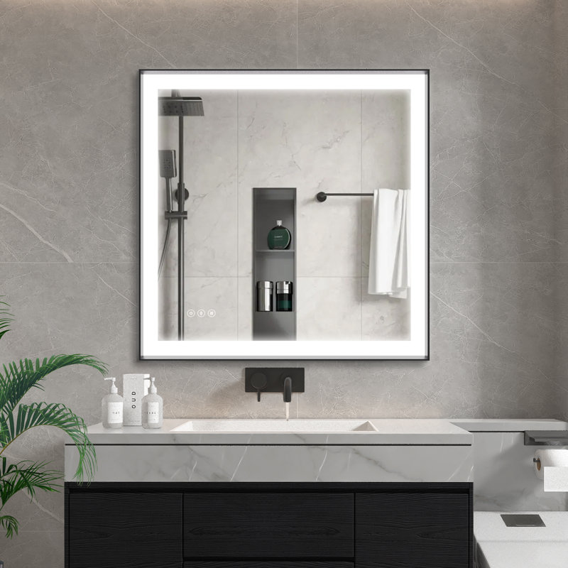 Miroir de salle de bain Nafiseh, H 36 po x l 36 po