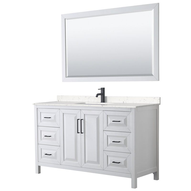 Daria 60'' W Single Vanity, Dark Gray, Polished Chrome, White Carrara Marble