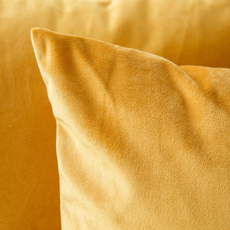 Housse de coussin en velours uni, Jaune, H 20 po x l 20 po
