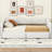 Beige, Twin Xl To King, Upholstered Daybed, Drawers, Buttoned Drawer And Back Surfaces, Comfortable Seating Storage Great Support, Wood Slats