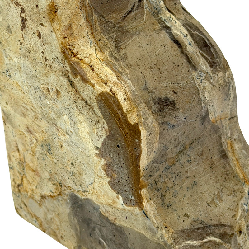 Serre-livres contemporains en marbre beige veiné naturel, ensemble de 2, forme festonnée, hauteur 15 cm