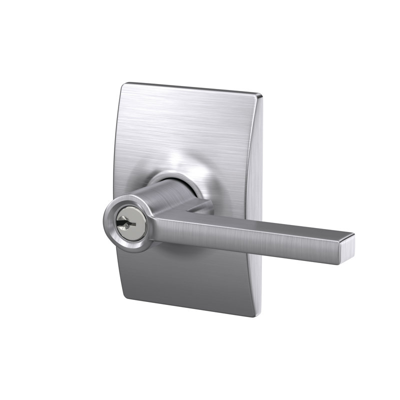 Latitude Keyed Door Lever, Satin Chrome