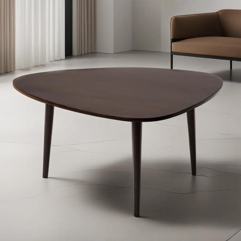 Iyland Solid Wood Top Coffee Table, Dark Walnut, 16" H x 34" L x 34" W