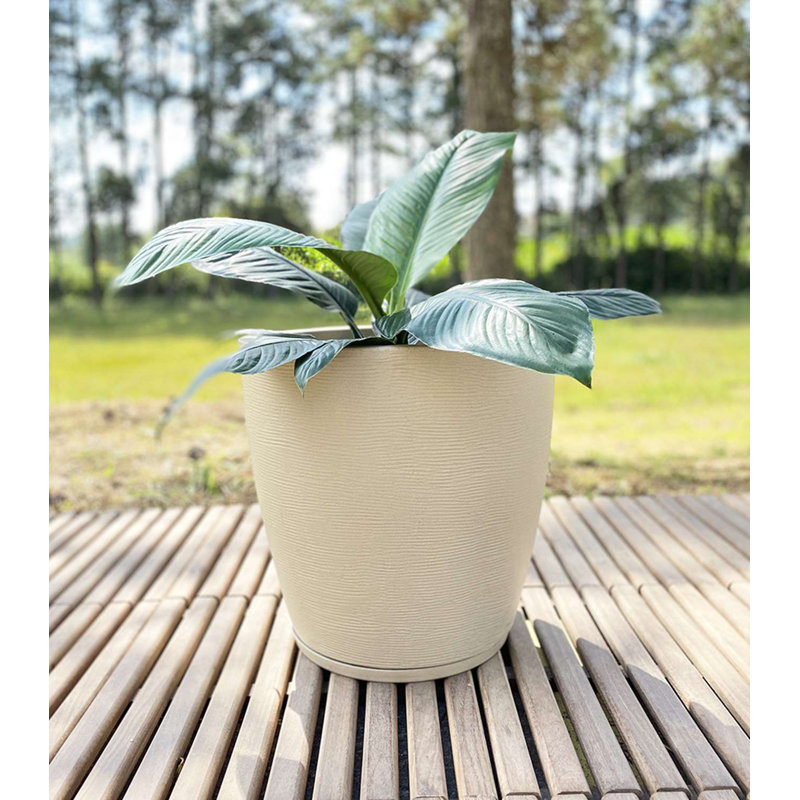 Amsterdan Pot Planter, Beige, 25.59" H x 16.14" W x 16.14" D