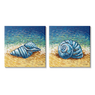 " Conch Shells On Shore " by Nidhi Wadhwa 2 - Pieces Painting Print