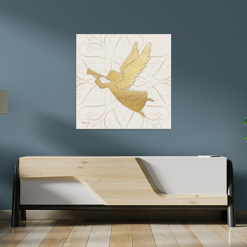 Golden Angel Abstract Contemporary Wall Art Print, 91.44cm H x 91.44cm W