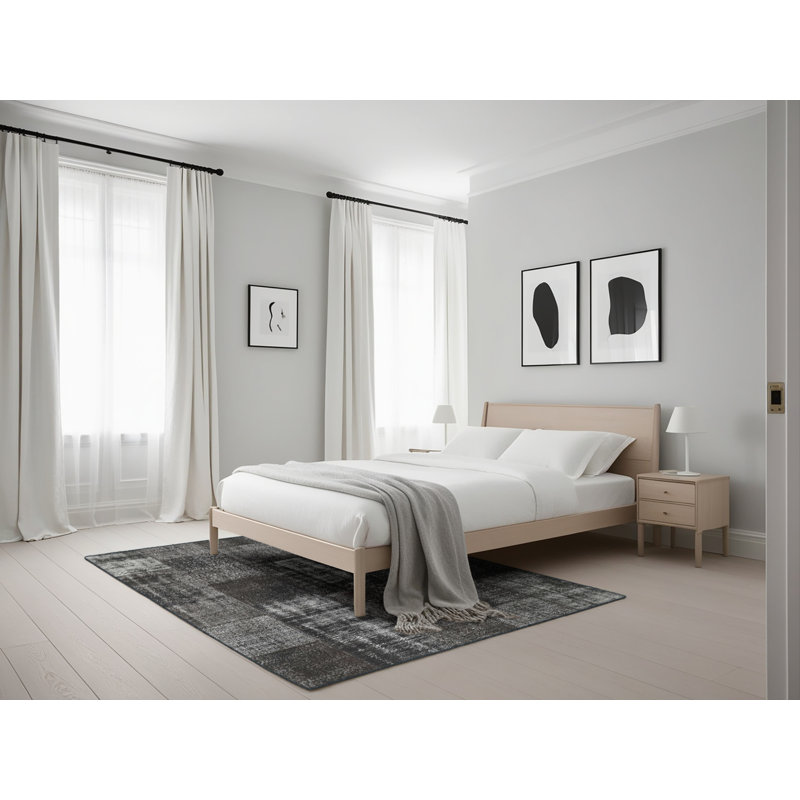 Tapis contemporain gris anthracite / gris, Rectangle 5 pi x 7 pi