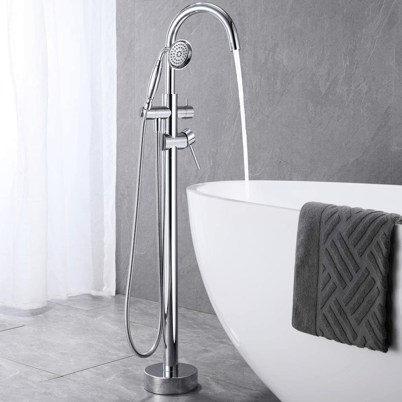 Robinet de baignoire autoportant fixé au sol, construction, douche à main pour une baignoire sécuritaire, finition de robinet de baignoire, douche, salle de bain élégante