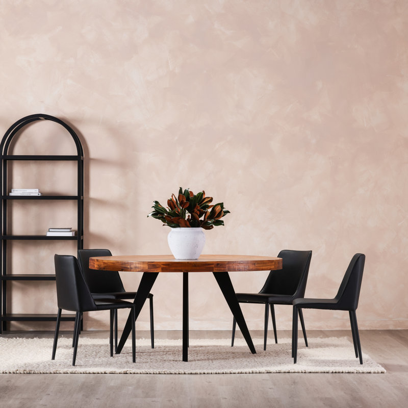 Noel Upholstered Dining Chair, Black Faux Leather, Black