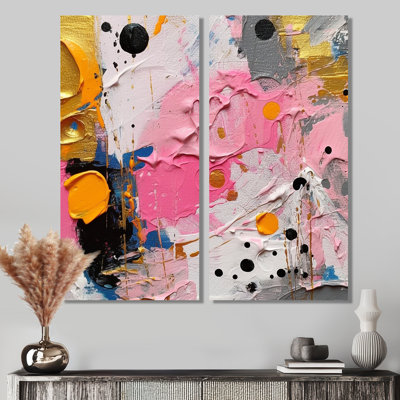 Pink And Grey Geometric I - Pink Wall Decor