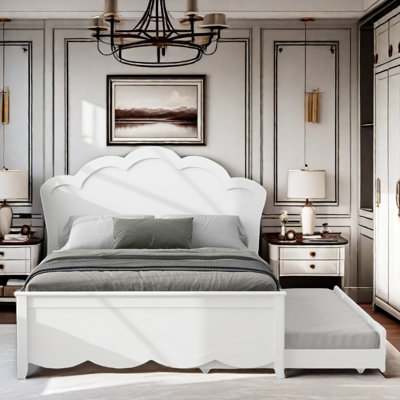 Wood Platform Bed With Twin Size Trundle