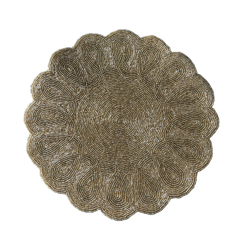Liza 14" Beaded Placemats Scallop, Gold