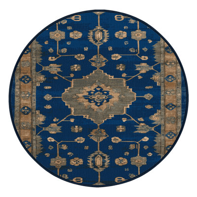 Machine Washable Overdyed Blue Area Rug
