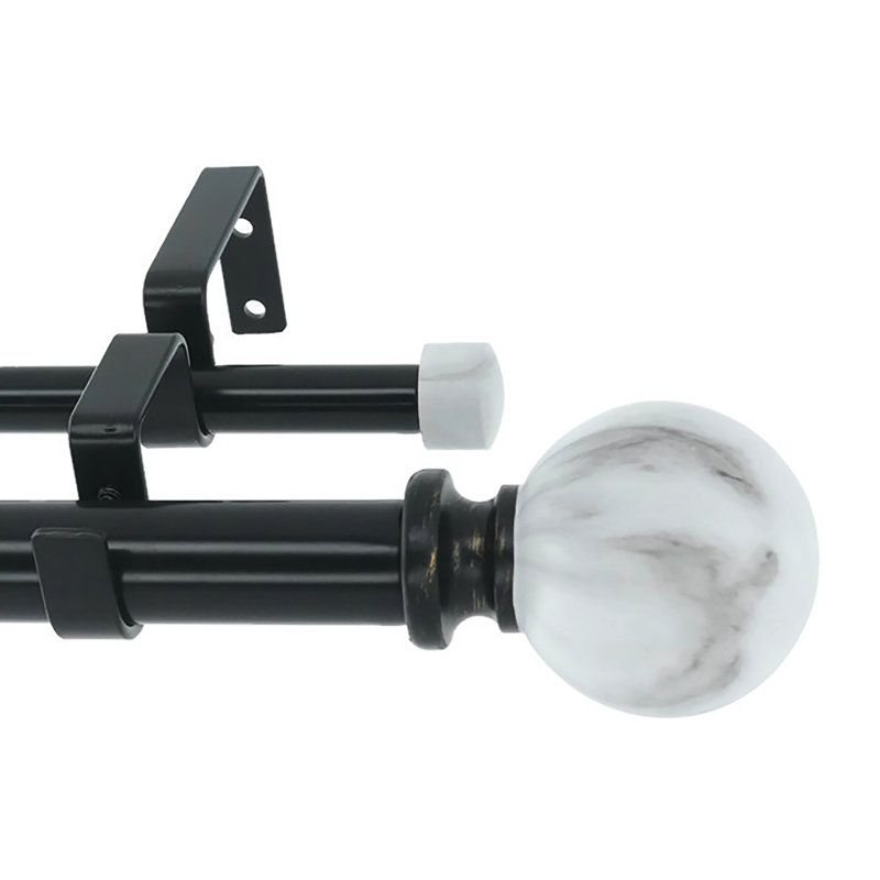 Jakeline Adjustable Double Curtain Rod, 48" - 84", Black