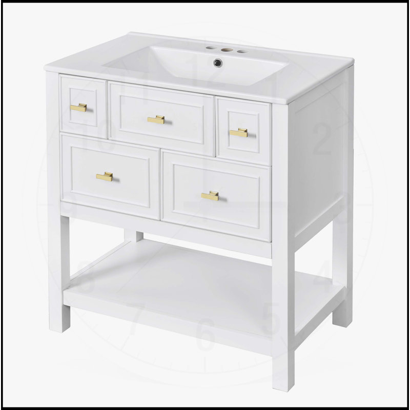Meuble-lavabo 30 po avec lavabo en céramique, Blanc