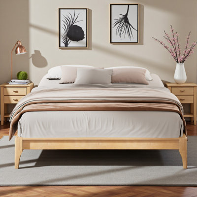 Bamboo Platform Bed Frame – Sturdy Slat Support, No Box Spring Needed