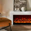 Meuble télé moderne et simple à panneau en pierre avec flammes électroniques simulées-987544393