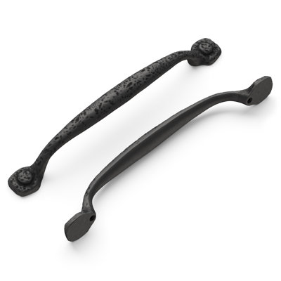 Refined Rustic Collection Handle Pull - 6-5/16" Center to Center Cabinet Pull Black Iron - Craftsman Hardware for Drawers & Cabinets 