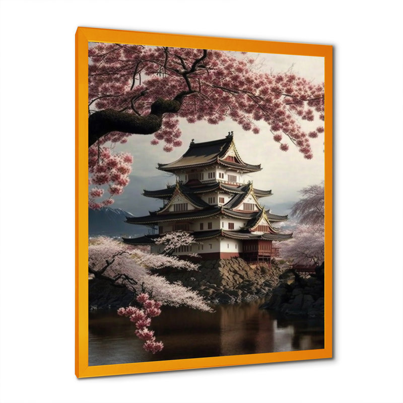 «Cherry Blossums in City I», reproduction sur toile, H 32 po x l 16 po x P 1 po, Impression dorée sur toile encadrée