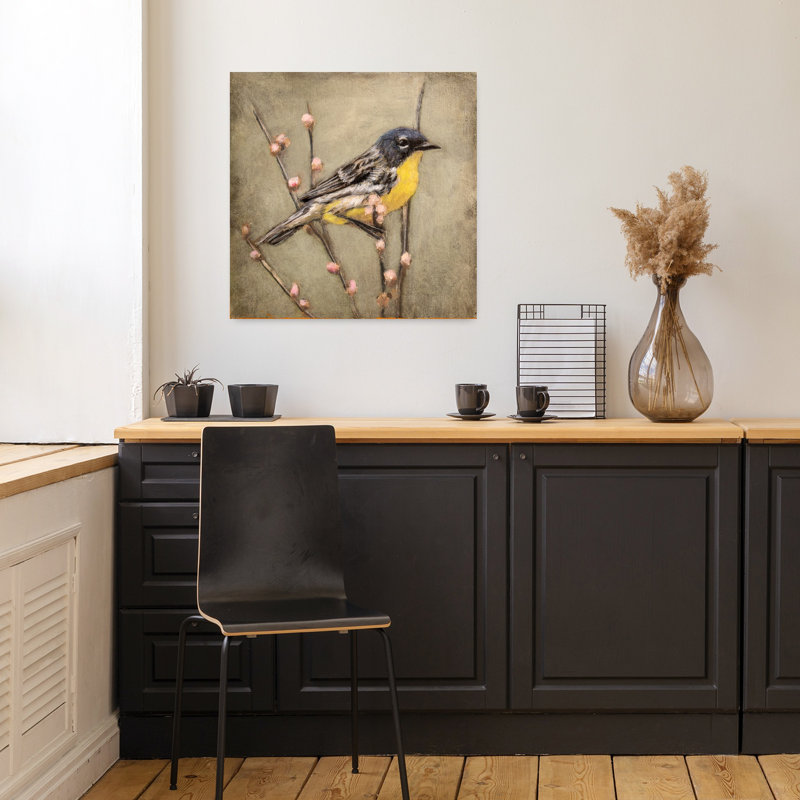 Joyeux printemps, oiseau contemporain, art mural, H 18 po x l 18 po