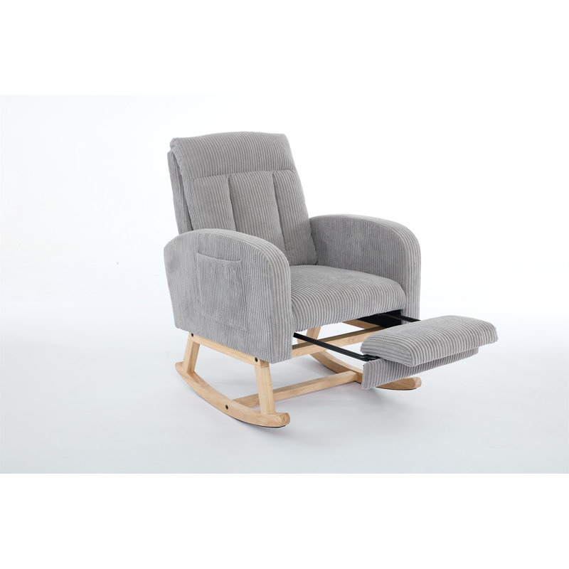 Chaise berçante moderne avec pieds en bois massif (fauteuil inclus)