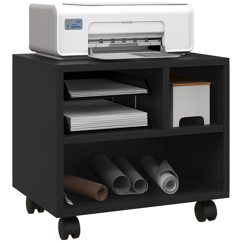 HOMCOM 2-Tier Printer Stand with Storage Under Desk Printer Cart, Black