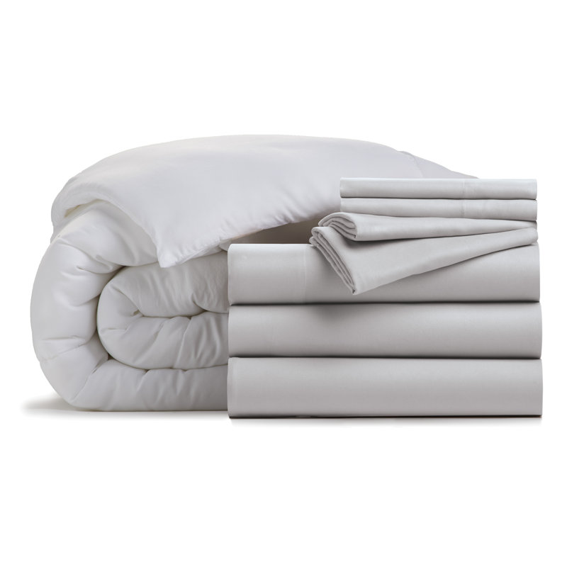 Ensemble d'édredon en microfibre 7 pièces Home, Argent, Édredon de très grande taille et 6 pièces suppl