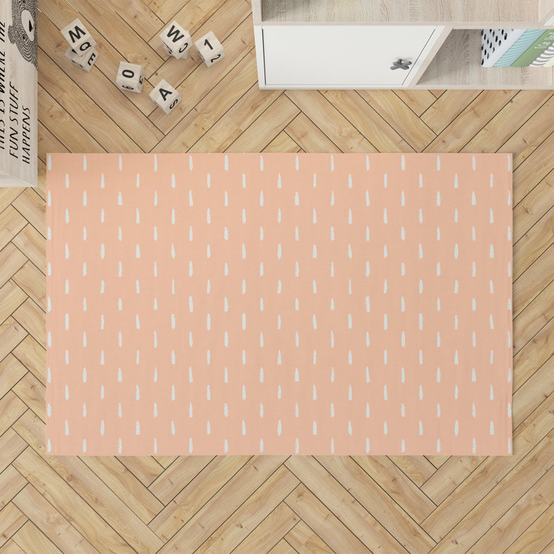 Long Drop Kids Play Mat, Rectangle 36" x 60", Peach/Orange
