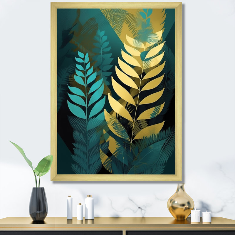 Nathen Harmonious Ferns III - Imprimé, Encadrement doré, H 32 po x l 16 po x P 1 po