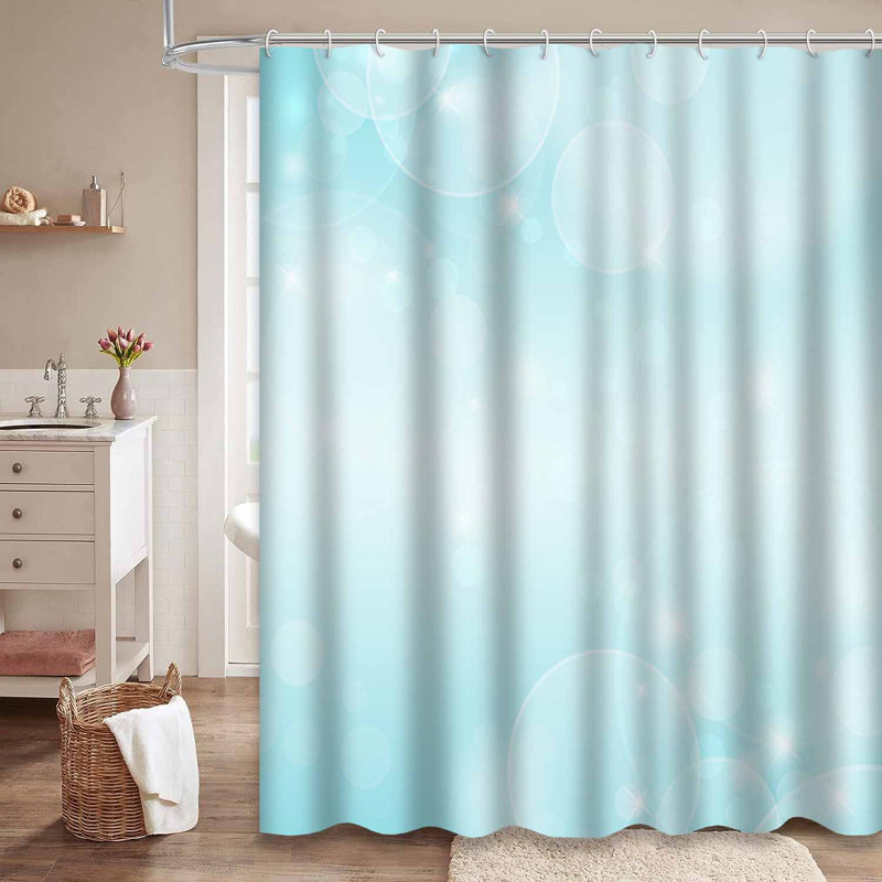 Rideau de douche abstrait abstrait bleu clair avec 12 crochets, L 72 po x l 78 po