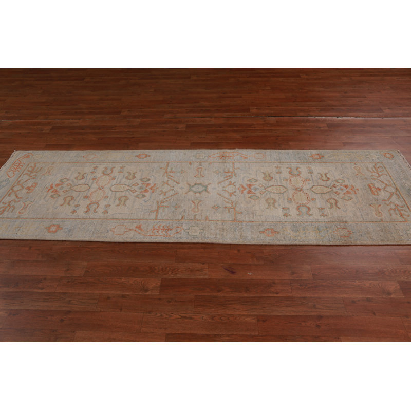 Vegetable Dye Wool Oushak Turkish Runner Rug 3x8