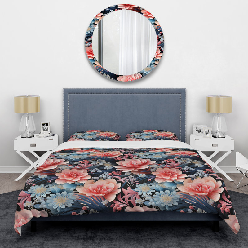 Ensemble de housse de couette Mystical Floral Pattern I, Housse de couette pour très grand lit et 2 très
