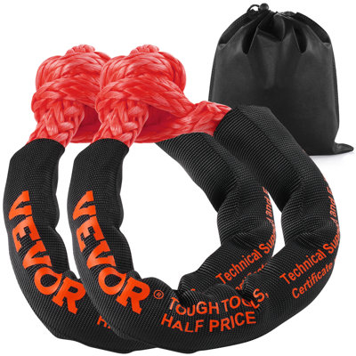 Soft Shackle Synthetic Recovery Rope 2PCS 1/2"x22" 44092lbs Break Strength