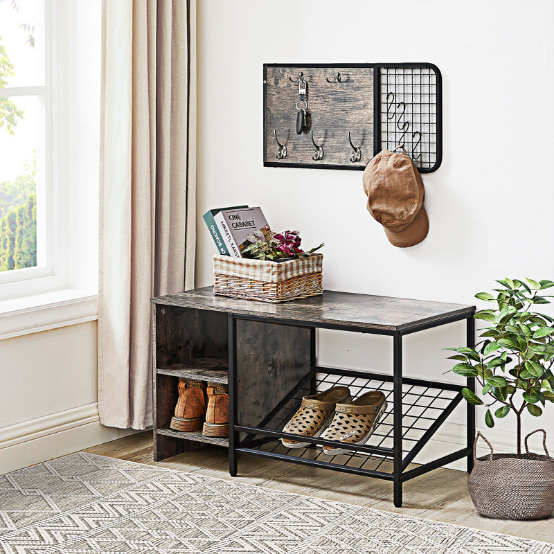 Banc de rangement pour chaussures, gris